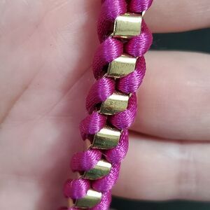 Gold tone bright pink bracelet 7.5-9.5"
